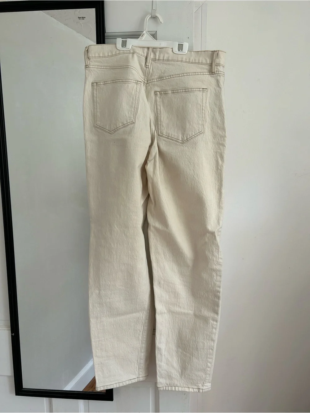 LOFT Cream Relaxed Straight Jeans